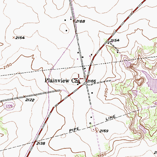 Topographic Map of Plainview Church, TX