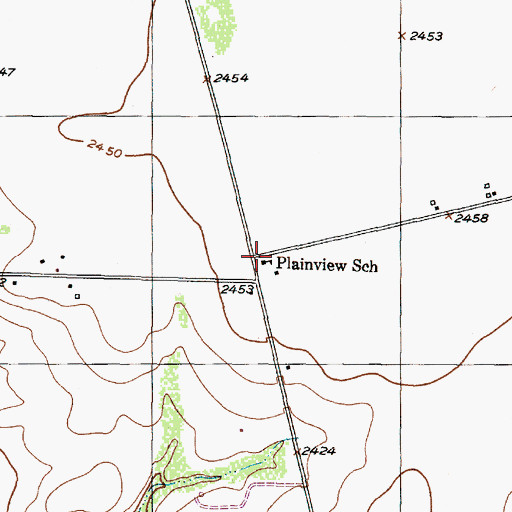 Topographic Map of Plainview School, TX