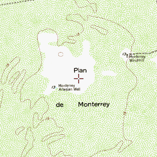 Topographic Map of Plan de Monterrey, TX