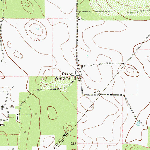 Topographic Map of Plant Windmill, TX