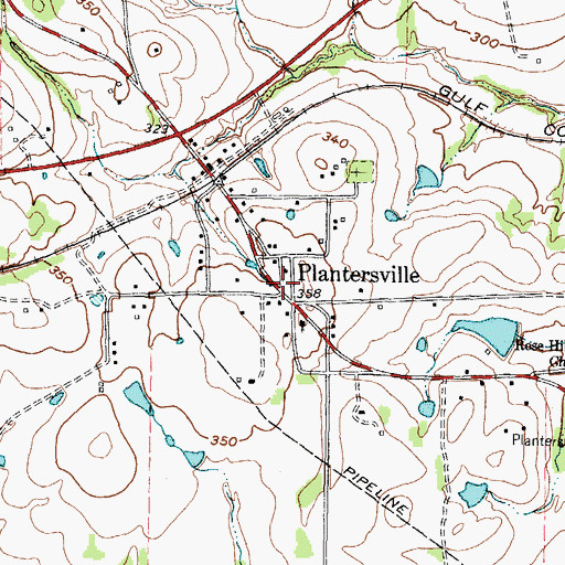 Topographic Map of Plantersville, TX