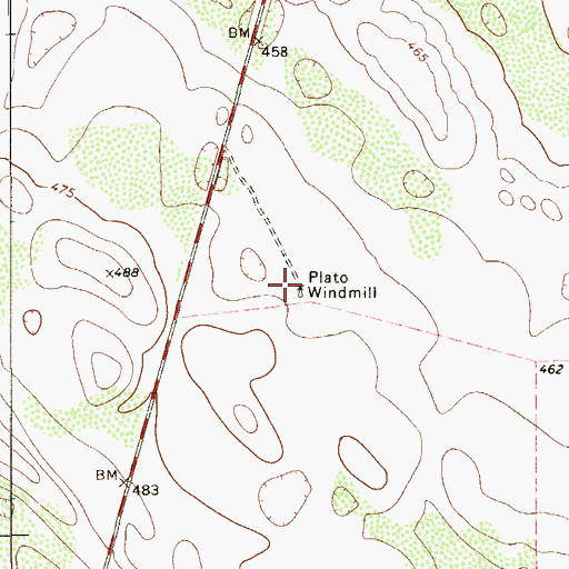 Topographic Map of Plato Windmill, TX