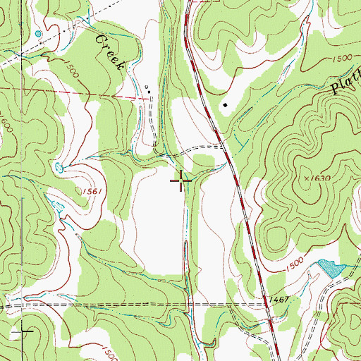 Topographic Map of Platte Creek, TX