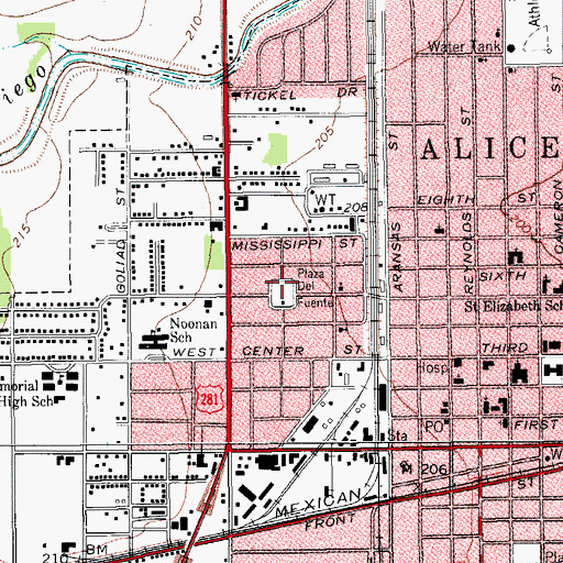Topographic Map of Plaza del Fuente, TX