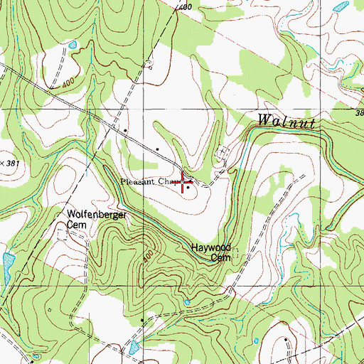 Topographic Map of Pleasant Chapel School, TX