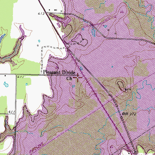 Topographic Map of Pleasant Divide Church, TX