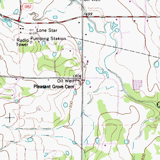 Topographic Map of Pleasant Grove Cemetery, TX