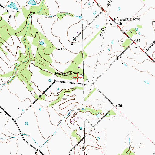 Topographic Map of Pleasant Grove Cemetery, TX