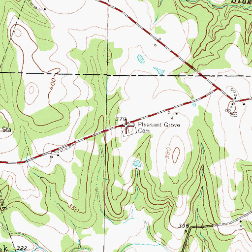 Topographic Map of Pleasant Grove Cemetery, TX