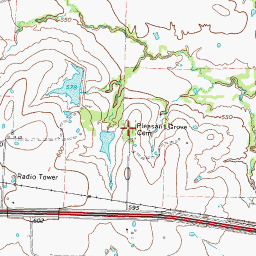Topographic Map of Pleasant Grove Cemetery, TX