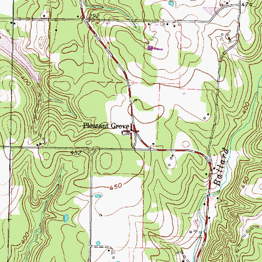 Topographic Map of Pleasant Grove Church, TX