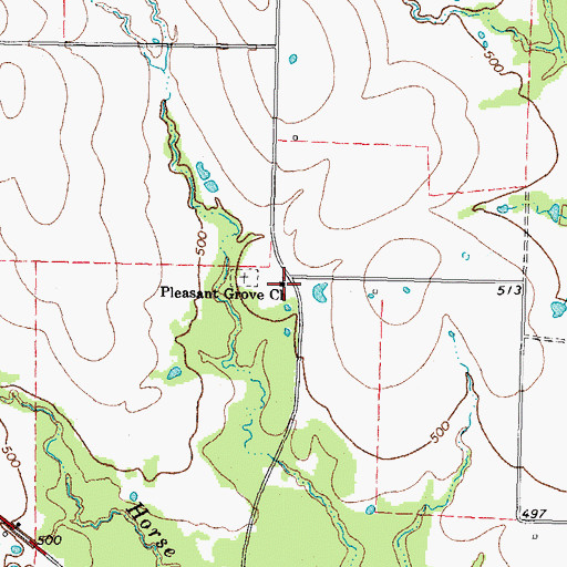 Topographic Map of Pleasant Grove Church, TX