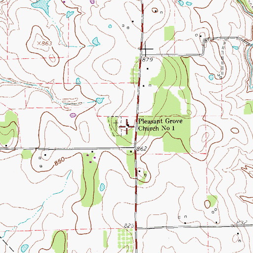 Topographic Map of Pleasant Grove Church Number 1, TX