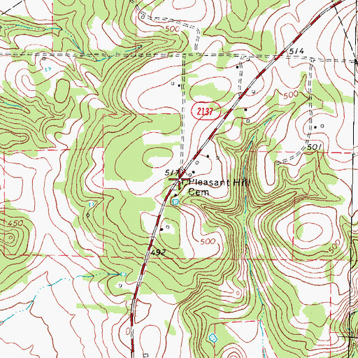 Topographic Map of Pleasant Hill Cemetery, TX