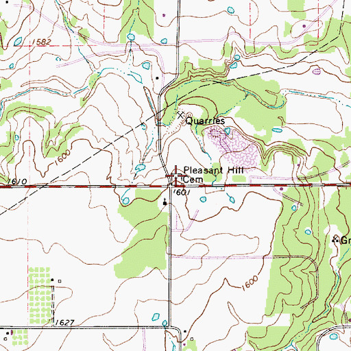 Topographic Map of Pleasant Hill Cemetery, TX