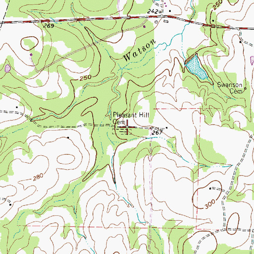 Topographic Map of Pleasant Hill Cemetery, TX