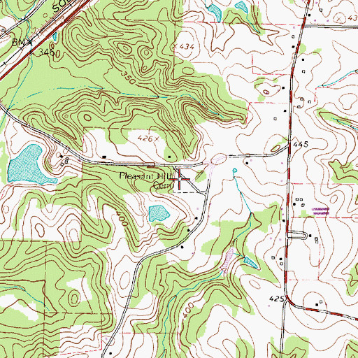 Topographic Map of Pleasant Hill Cemetery, TX