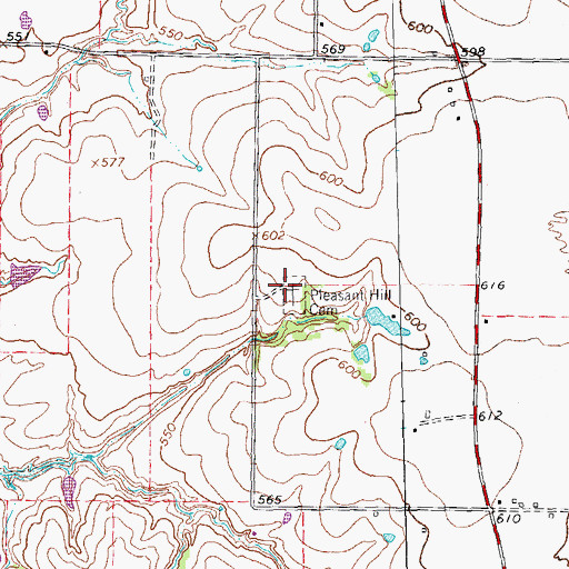 Topographic Map of Pleasant Hill Cemetery, TX