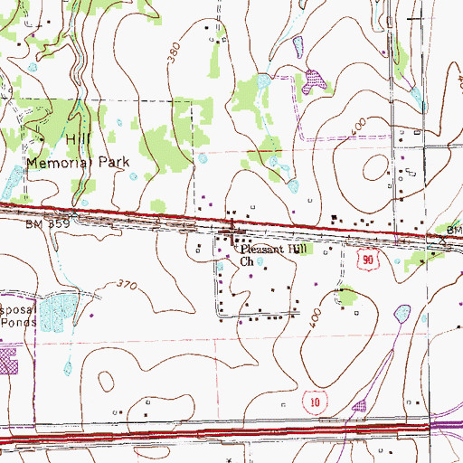Topographic Map of Pleasant Hill Church, TX