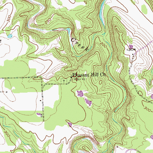 Topographic Map of Pleasant Hill Church, TX