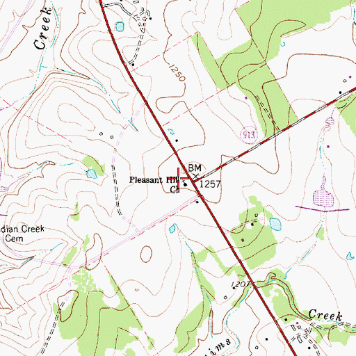 Topographic Map of Pleasant Hill Church, TX