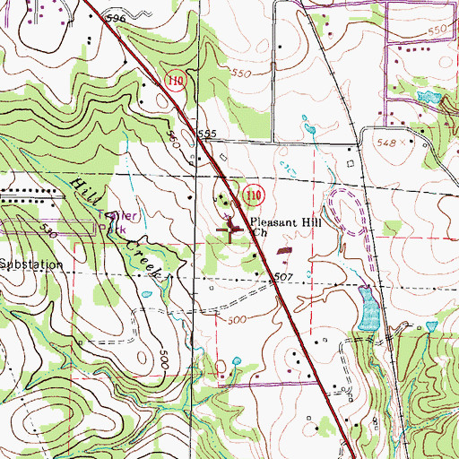 Topographic Map of Pleasant Hill Church, TX