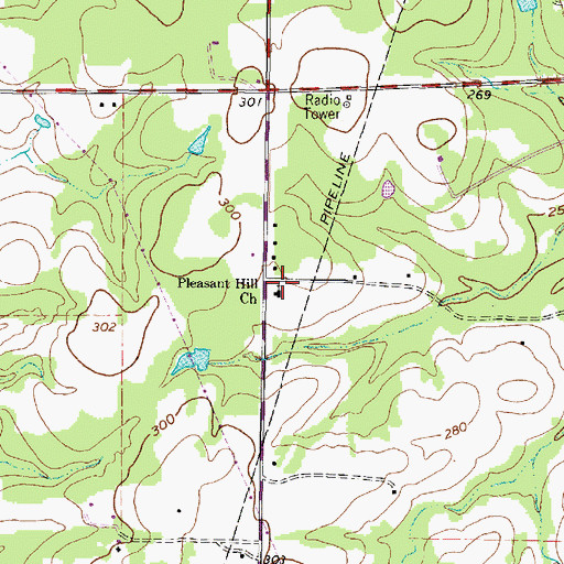 Topographic Map of Pleasant Hill Church, TX