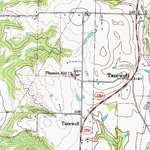 Topographic Map of Pleasant Hill Church, TX