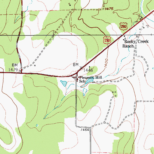Topographic Map of Pleasant Hill School, TX