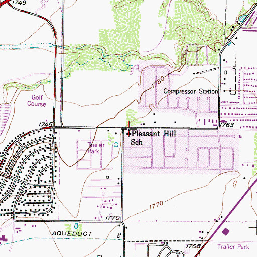 Topographic Map of Pleasant Hill School, TX