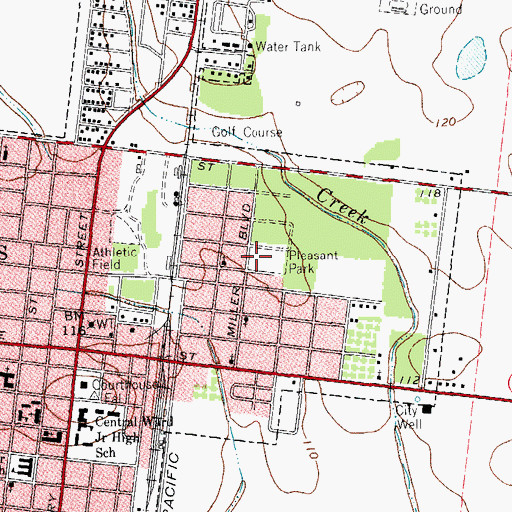Topographic Map of Pleasant Park, TX
