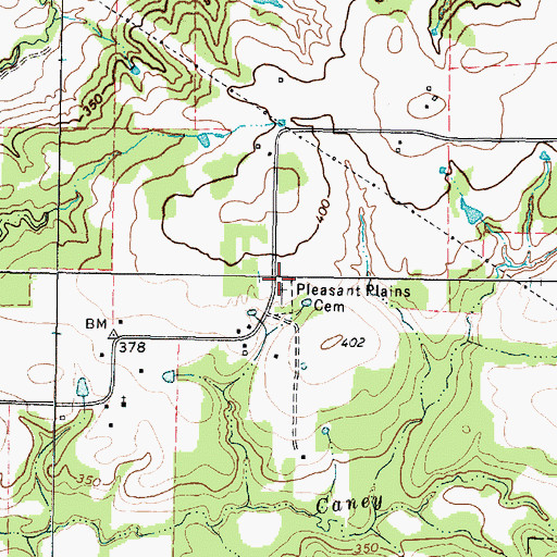 Topographic Map of Pleasant Plains Cemetery, TX