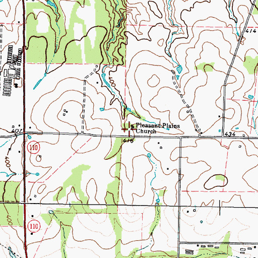 Topographic Map of Pleasant Plains Church, TX