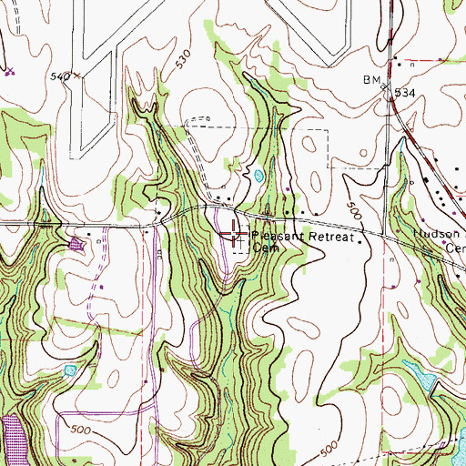 Topographic Map of Pleasant Retreat Cemetery, TX