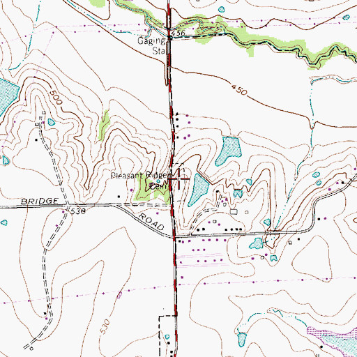 Topographic Map of Pleasant Ridge Cemetery, TX