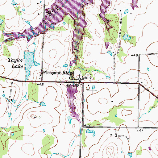 Topographic Map of Pleasant Ridge Church, TX