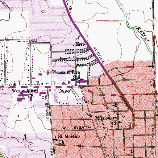 Topographic Map of Pleasant Run School, TX