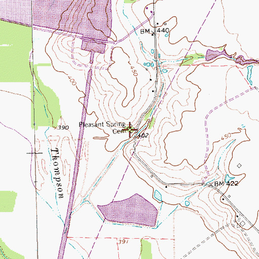 Topographic Map of Pleasant Spring Cemetery, TX