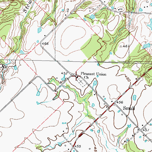 Topographic Map of Pleasant Union Church, TX