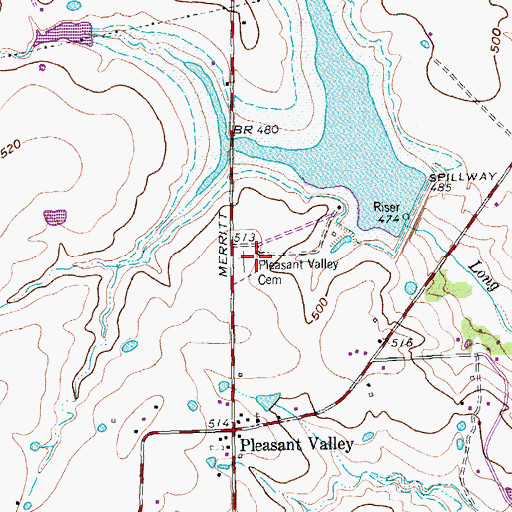 Topographic Map of Pleasant Valley Cemetery, TX