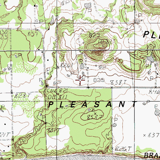 Topographic Map of Pleasant Valley Church, TX