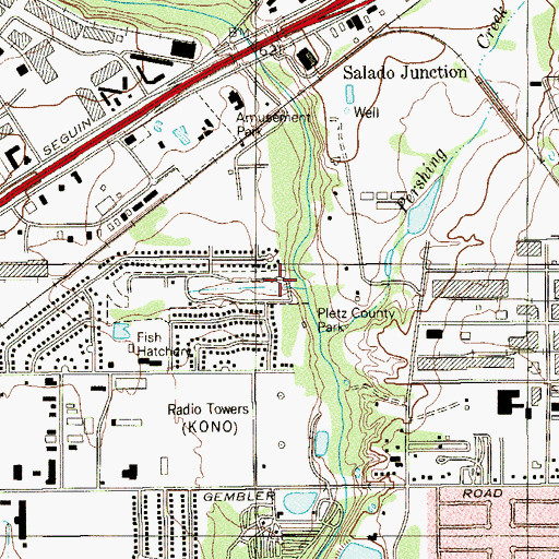 Topographic Map of Pletz County Park, TX