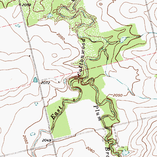 Topographic Map of Plum Branch, TX
