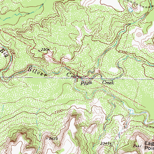 Topographic Map of Plum Creek, TX