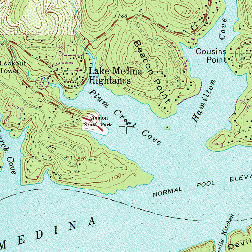 Topographic Map of Plum Creek Cove, TX