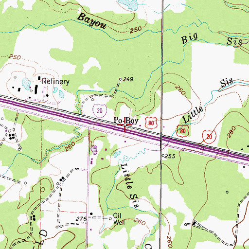 Topographic Map of Po-Boy, TX