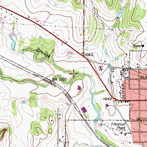 Topographic Map of Pogue Branch, TX