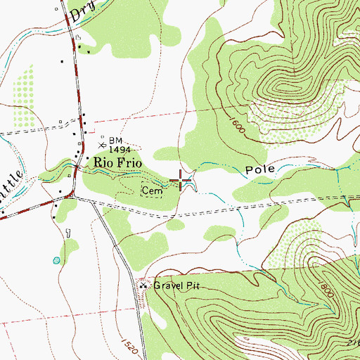 Topographic Map of Pole Hollow, TX