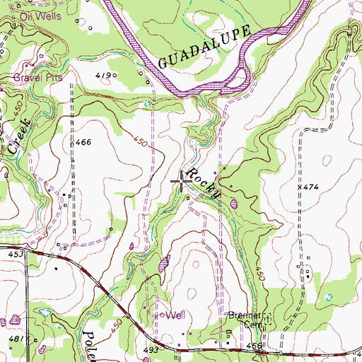 Topographic Map of Polecat Creek, TX