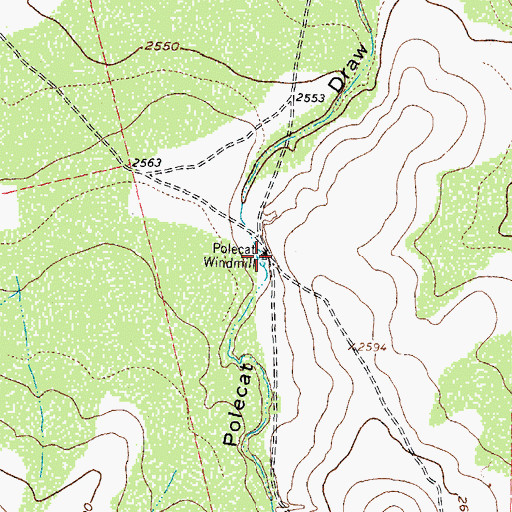 Topographic Map of Polecat Windmill, TX